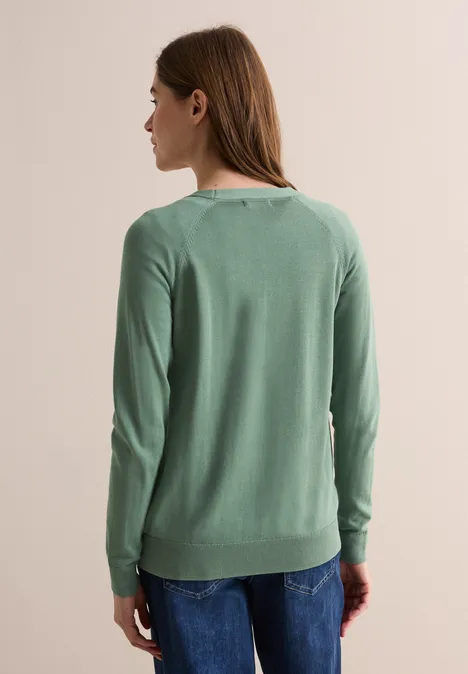 V-Neck Cardigan raw salvia green