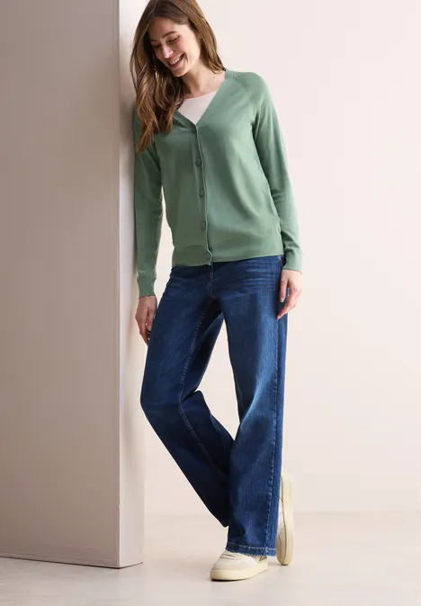 V-Neck Cardigan raw salvia green