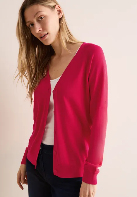 V-Neck Cardigan granita red