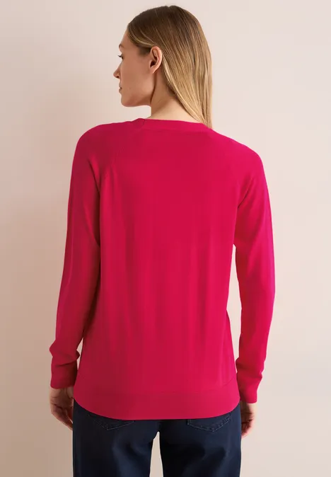 V-Neck Cardigan granita red