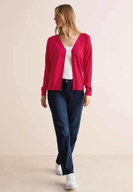 V-Neck Cardigan granita red