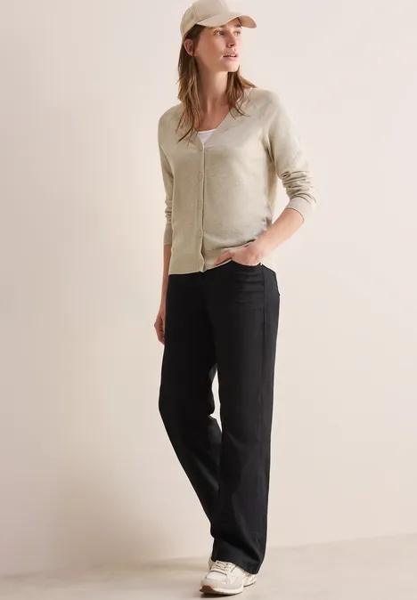 V-Neck Cardigan desert beige melange