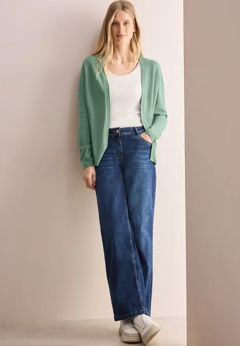Cardigan ouvert basique raw salvia green