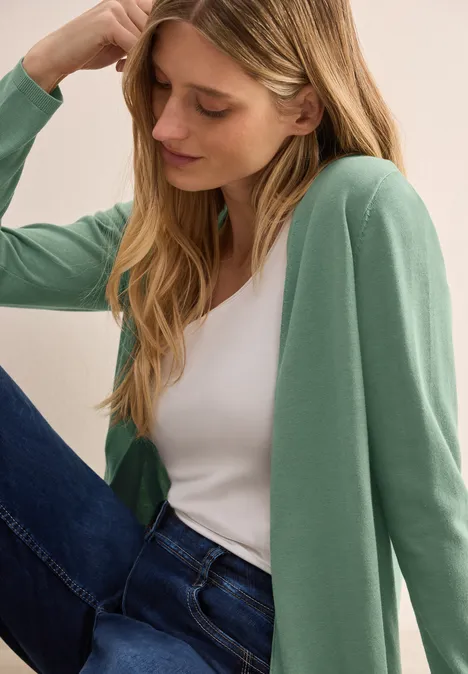Cardigan ouvert basique raw salvia green