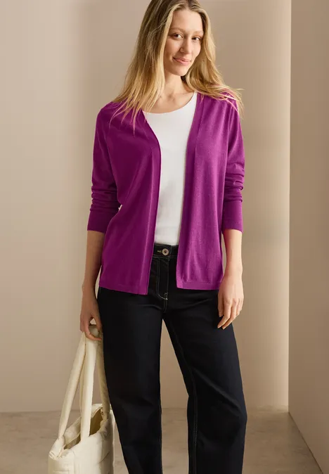 Offener Basic Cardigan anemone pink