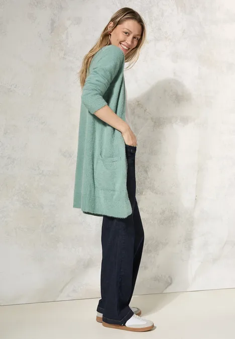 Federgarn Cardigan glaced green melange