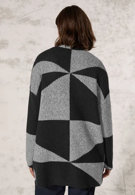 Gemusterte Strickjacke Black