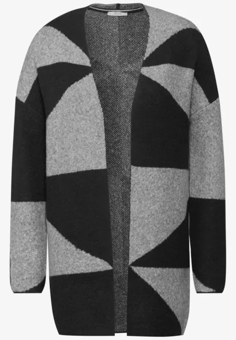 Gemusterte Strickjacke Black