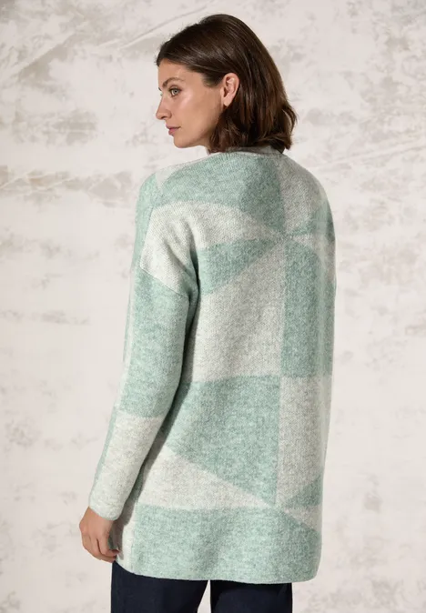 Gemusterte Strickjacke glaced green melange