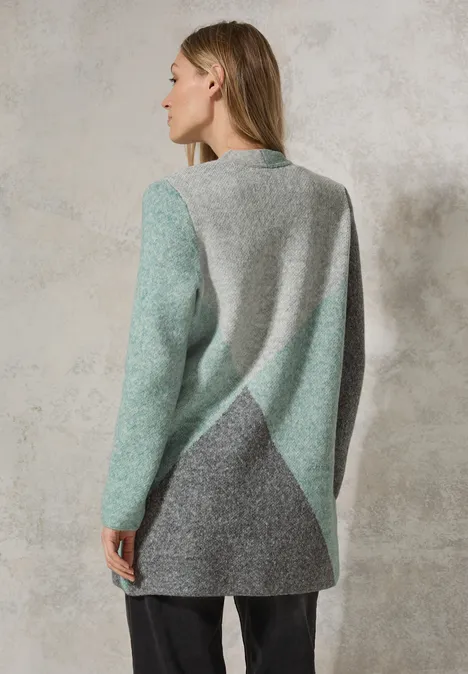 Colorblock Cardigan glaced green melange