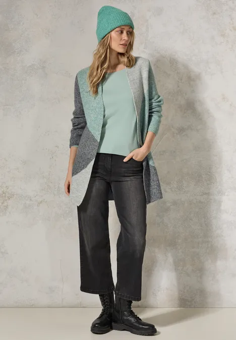 Colorblock Cardigan glaced green melange