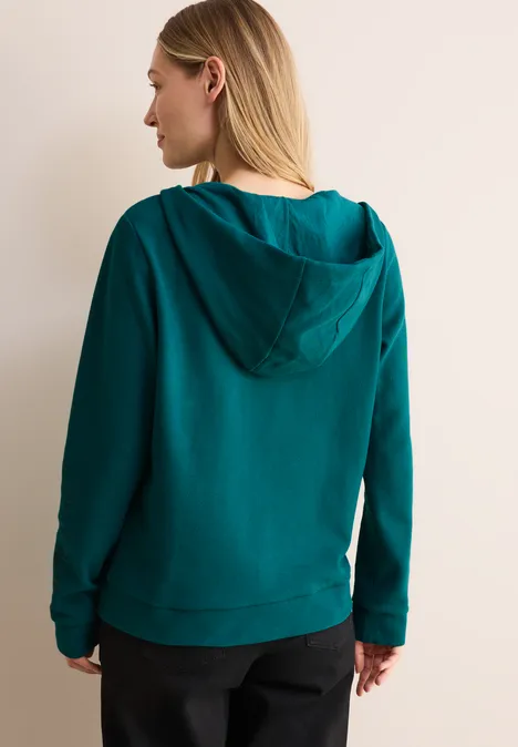 Sweatjacke mit Kapuze petrol green