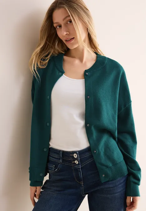 College Cardigan petrol green