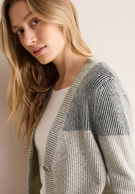 Cardigan mit Blockstreifen Black