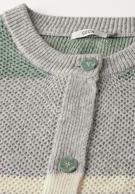 Gestreifter Cardigan glaced green melange