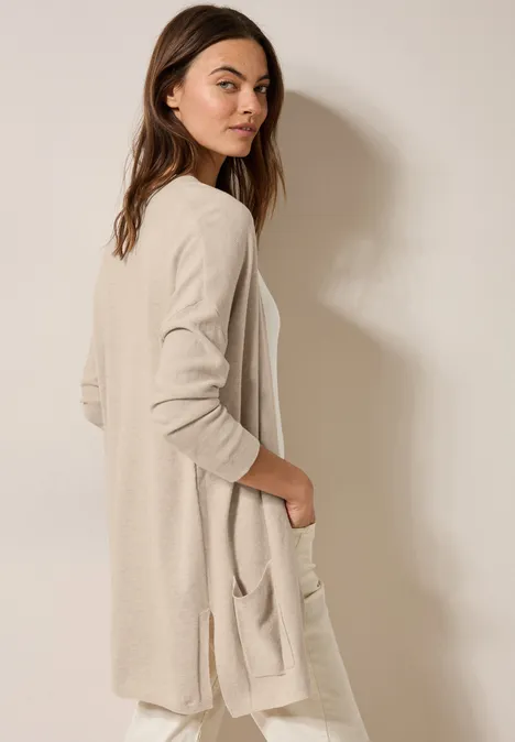 Offener Feinstrick Cardigan desert beige melange