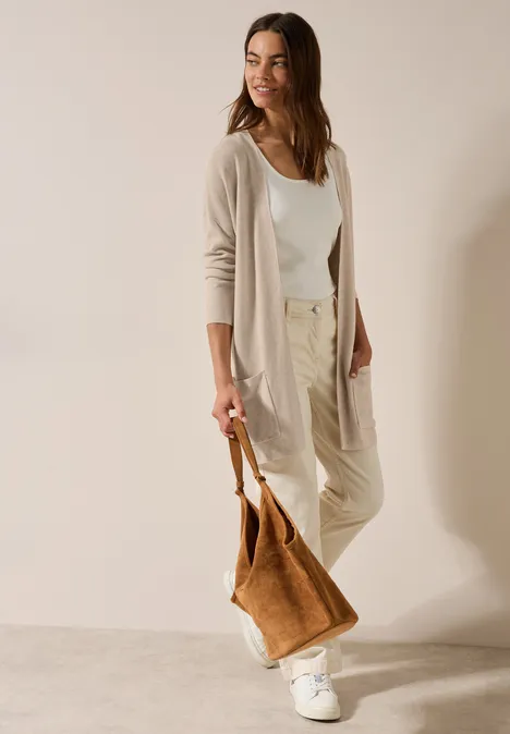 Offener Feinstrick Cardigan desert beige melange
