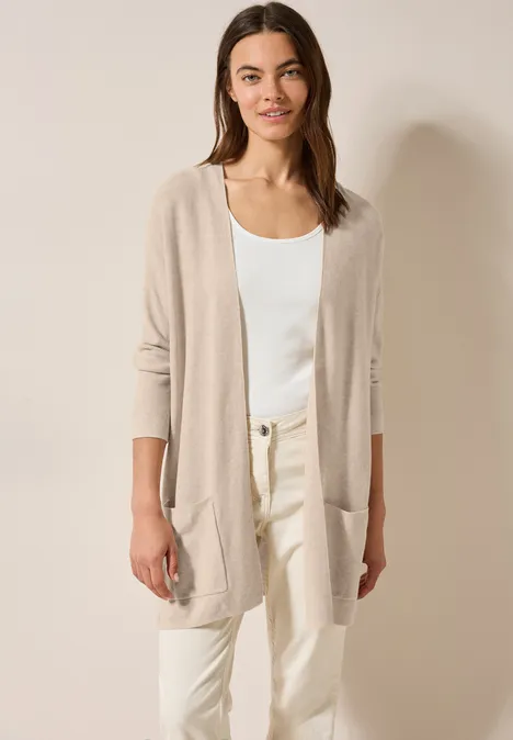 Offener Feinstrick Cardigan desert beige melange