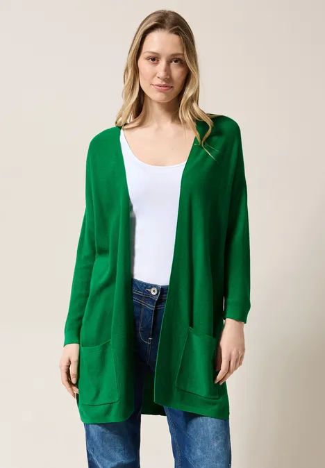 Offener Feinstrick Cardigan garden green