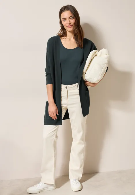 Offener Feinstrick Cardigan slate khaki