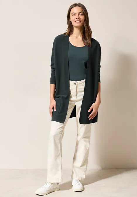 Offener Feinstrick Cardigan slate khaki