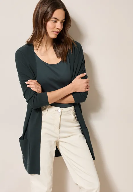 Offener Feinstrick Cardigan slate khaki