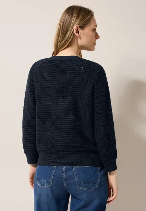 Cardigan mit Häkel-Struktur universal blue