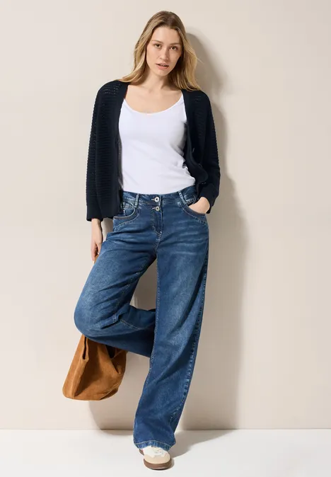 Cardigan mit Häkel-Struktur universal blue