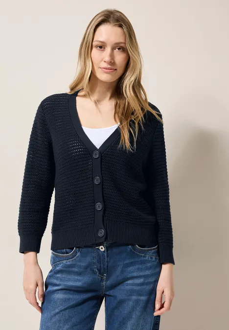 Cardigan mit Häkel-Struktur universal blue