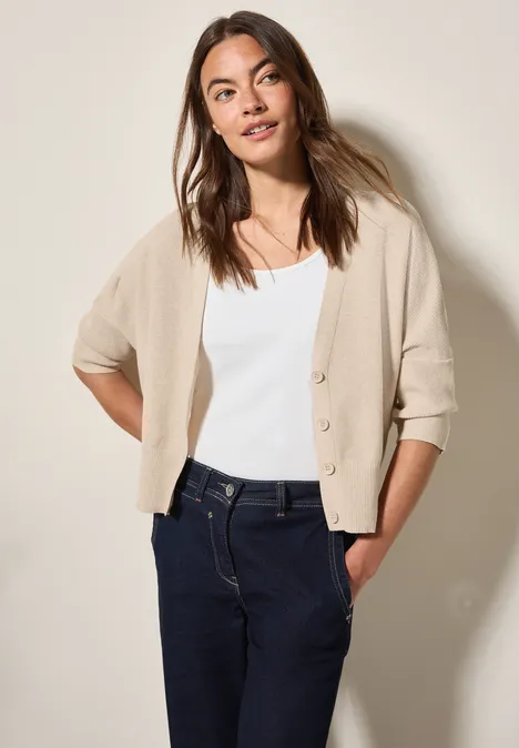 Cardigan mit Struktur pearl beige mel.