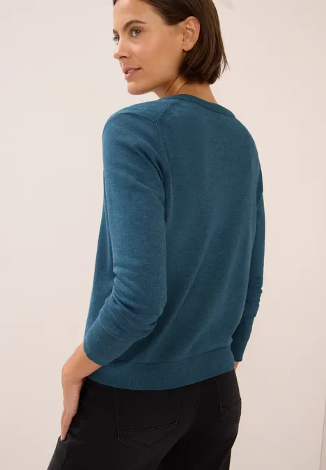 Strickjacke mit Knopfleiste dull teal blue melange