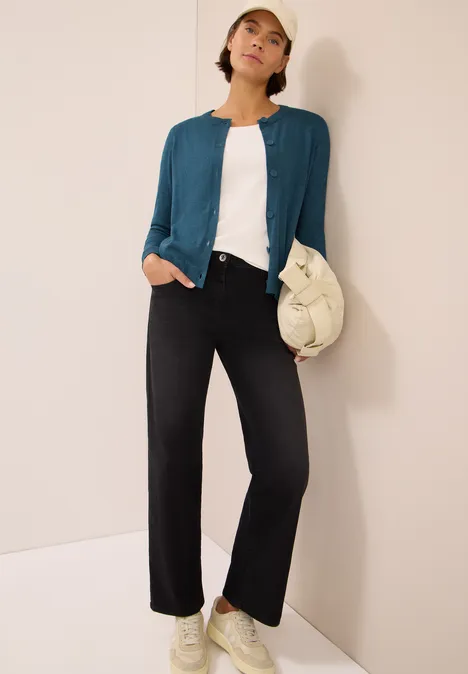 Strickjacke mit Knopfleiste dull teal blue melange