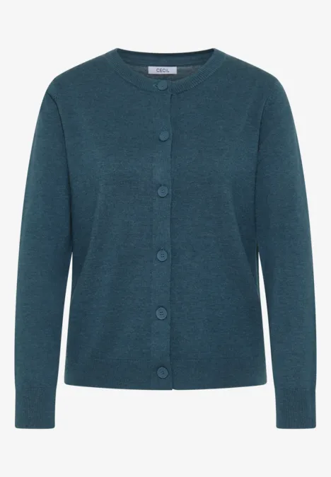 Strickjacke mit Knopfleiste dull teal blue melange