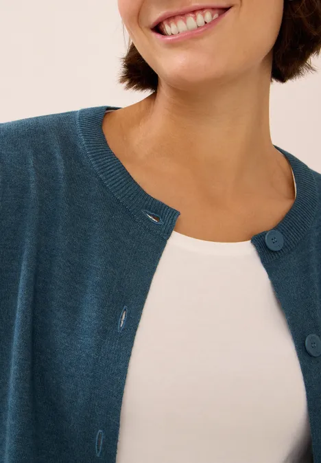 Strickjacke mit Knopfleiste dull teal blue melange