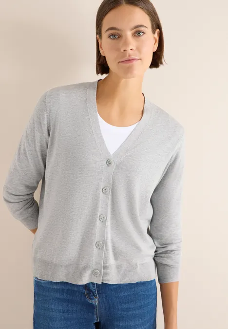 V-Neck Cardigan chalk grey melange