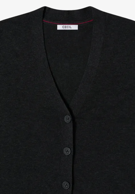 V-Neck Cardigan charcoal grey melange