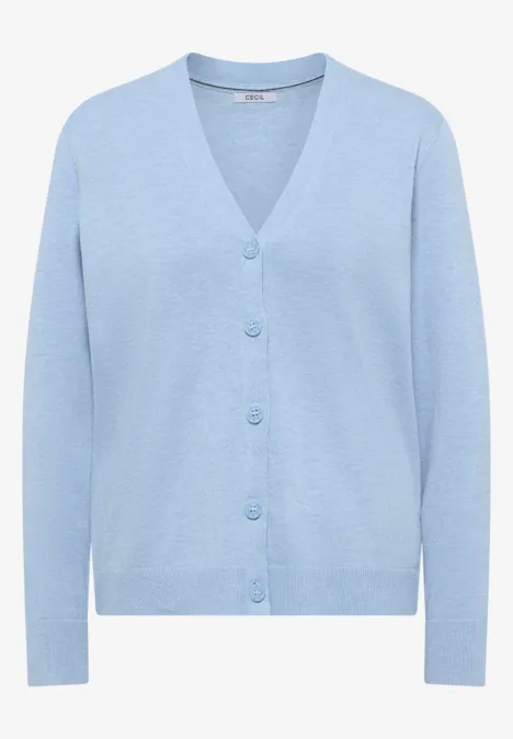 V-Neck Cardigan whisper blue melange
