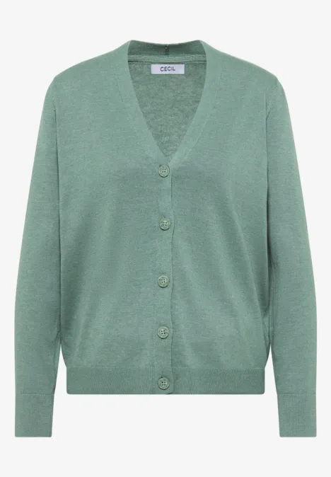 V-Neck Cardigan jewel green melange