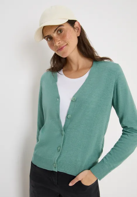 V-Neck Cardigan jewel green melange