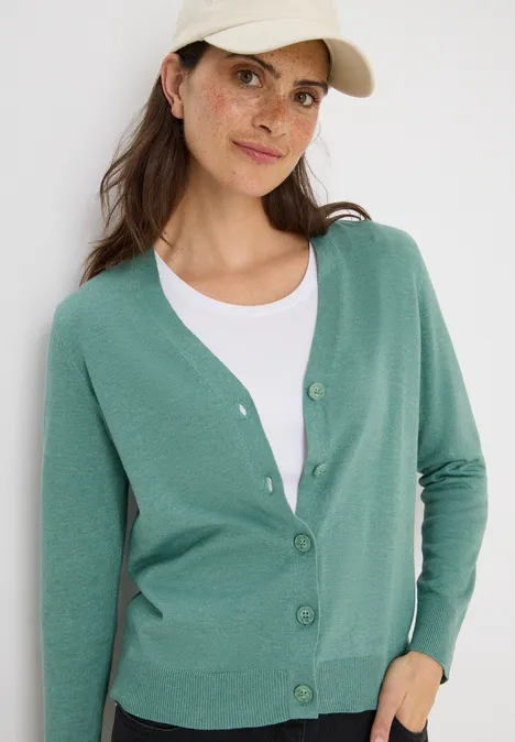 V-Neck Cardigan jewel green melange