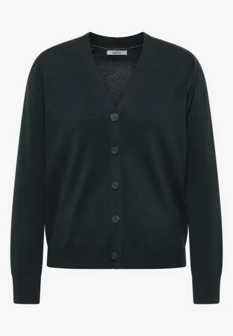 V-Neck Cardigan ink green