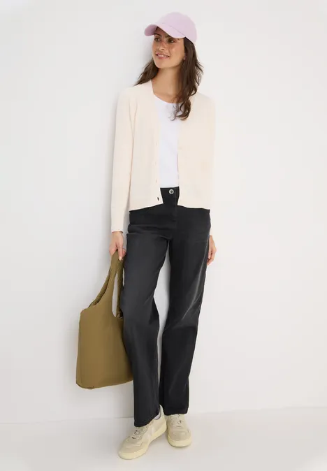 V-Neck Cardigan oat milk beige melange