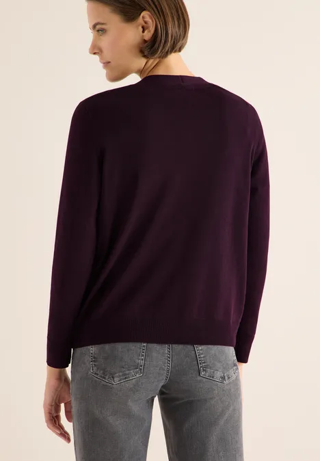 V-Neck Cardigan eggplant red