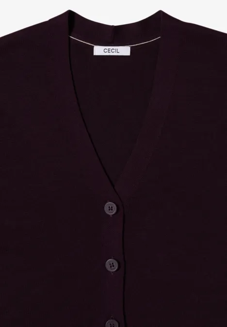 V-Neck Cardigan eggplant red