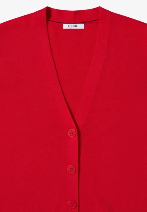 V-Neck Cardigan fiery red