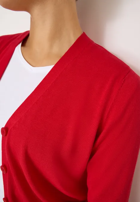 V-Neck Cardigan fiery red