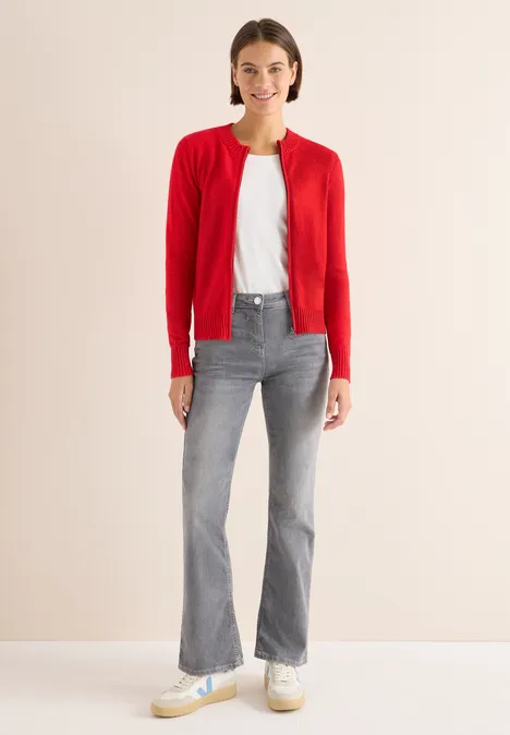 Cosy Cardigan mit Zipper fiery red melange