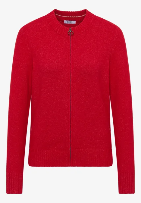 Cosy Cardigan mit Zipper fiery red melange