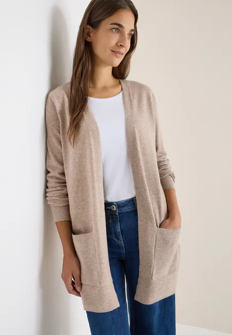Offener Cosy Cardigan taupe melange