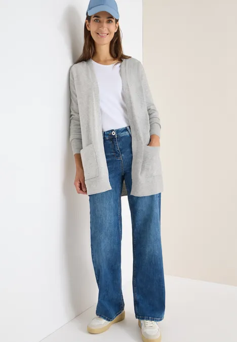 Offener Cosy Cardigan chalk grey melange